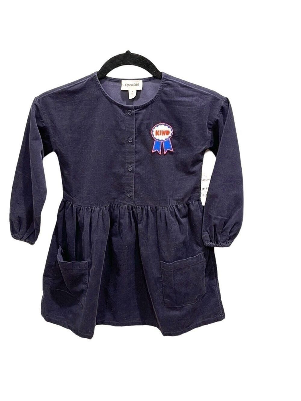 Nwt OPEN Edit Nordstrom Kind Award Corduroy Navy Dress Girl’s SZ 6